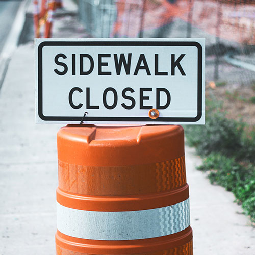 Sidewalk Closed Signs in DFW, FL